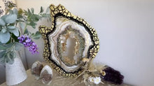 Load and play video in Gallery viewer, Large Freeform Resin Geode With Crackle Edge