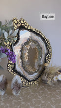 Load and play video in Gallery viewer, Large Freeform Resin Geode With Crackle Edge