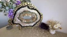 Load and play video in Gallery viewer, Large Freeform Resin Geode With Crackle Edge