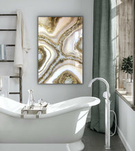 Load image into Gallery viewer, White And Gold Geode Wall Art With Genuine Crystal Quartz