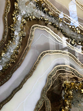 Load image into Gallery viewer, White And Gold Geode Wall Art With Genuine Crystal Quartz