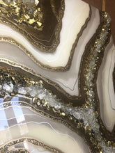 Load image into Gallery viewer, White And Gold Geode Wall Art With Genuine Crystal Quartz