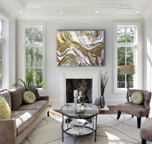 Load image into Gallery viewer, White And Gold Geode Wall Art With Clear Crystal Quartz