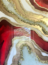 Load image into Gallery viewer, 30 x 40" Red And Gold Resin Geode Wall Art With Clear Crystal Quartz