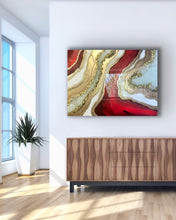 Load image into Gallery viewer, 30 x 40" Red And Gold Resin Geode Wall Art With Clear Crystal Quartz