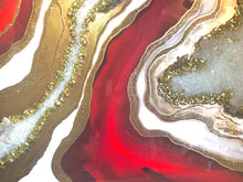 Load image into Gallery viewer, 30 x 40" Red And Gold Resin Geode Wall Art With Clear Crystal Quartz