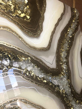 Load image into Gallery viewer, White And Gold Geode Wall Art With Genuine Crystal Quartz
