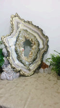 Load and play video in Gallery viewer, Geode Slice With Genuine Crystal Quartz
