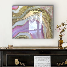 Load image into Gallery viewer, Pink And Gold Resin Geode Painting With Real Crystal Quartz Points
